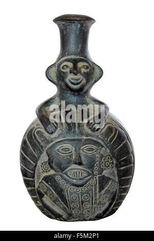 Decorative Black Ceramic Peruvian Vessel Stock Photo