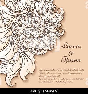 Card or invitation template. Hand Drawn floral decorative elements and text samples. Stock Vector