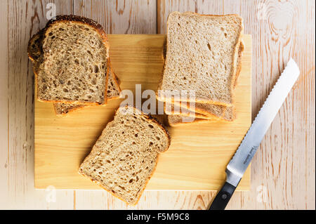 Granary bread and white bread with 50% wholewheat added. Stock Photo