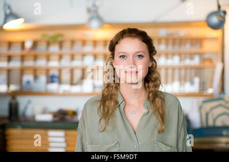 Portrait of female printer in letterpress workshop Stock Photo