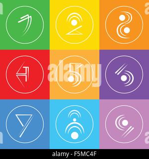 Abstract Logo Icons Set Thin Line Simple Colorful Collection Minimalistic Style Stock Vector