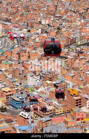 A modern cable car system in La Paz, Bolivia. Stock Photo