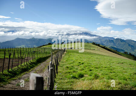 Farmland on the slopes of Guagua Pichincha Stock Photo
