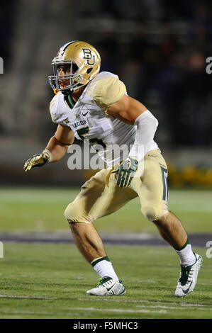 Manhattan, Kansas, USA. 05th Nov, 2015. Baylor Bears linebacker Grant Campbell (5) in action during the NCAA Football game between the Baylor Bears and the Kansas State Wildcats at Bill Snyder Family Stadium in Manhattan, Kansas. Kendall Shaw/CSM/Alamy Live News Stock Photo