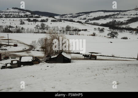 Winter days in rural Transylvania. Romania Stock Photo