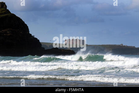 The Headland Hotel Fistral Beach Stock Photo