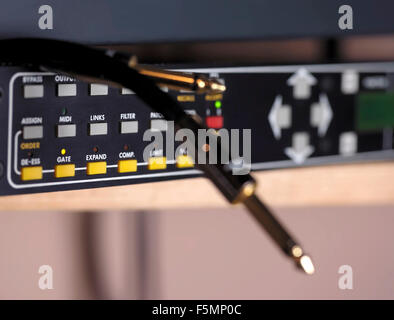 Cables on studio recording unit Stock Photo