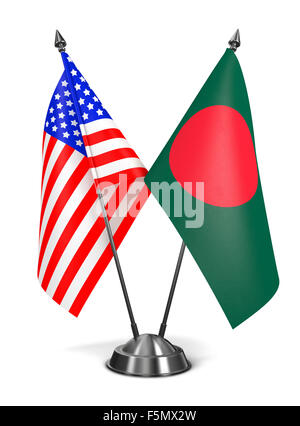 USA and Bangladesh - Miniature Flags. Stock Photo