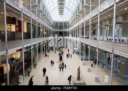 Edinburgh, Scotland, UK. 17th Aug, 2011. The National Museum of Scotland, was formed in 2006 with the merger of the Museum of Scotland, with collections relating to Scottish antiquities, culture and history, and the Royal Museum next door, with collections covering science and technology, natural history, and world cultures. Royal Museum building was begun in 1861, and partially opened in 1866, with a Victorian Romanesque Revival facade and a grand central hall of cast iron construction that rises the full height of the building. © Ruaridh Stewart/ZUMAPRESS.com/Alamy Live News Stock Photo