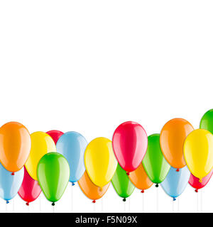 Many colorful balloons isolated on white Stock Photo
