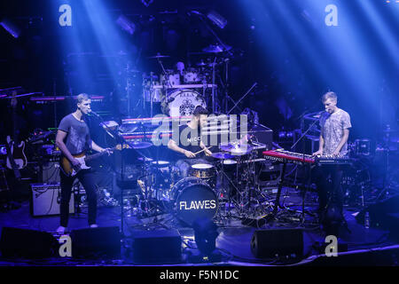 Manchester, UK. 6th November, 2015. Flawes perform live in Manchester at Albert Hall supporting Ella Eyre. Credit:  Simon Newbury/Alamy Live News Stock Photo