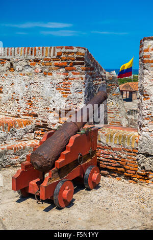 Castillo San Felipe Barajas, impressive fortress located in Lazaro hill, Cartagena de Indias, Colombia Stock Photo