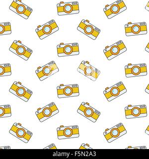 Retro camera pattern on white background Stock Vector