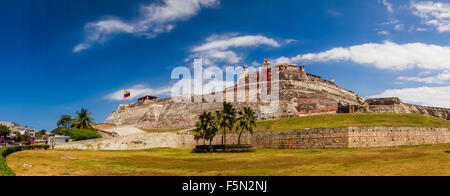 Castillo San Felipe Barajas, impressive fortress located in Lazaro hill, Cartagena de Indias, Colombia Stock Photo