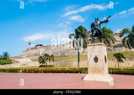 Castillo San Felipe Barajas, impressive fortress located in Lazaro hill, Cartagena de Indias, Colombia Stock Photo