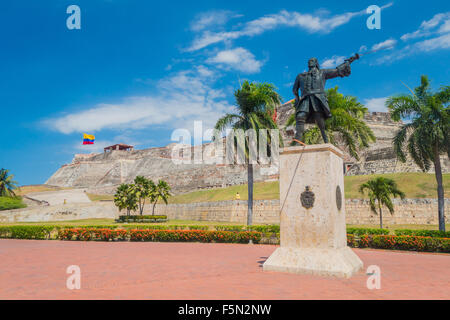 Castillo San Felipe Barajas, impressive fortress located in Lazaro hill, Cartagena de Indias, Colombia Stock Photo