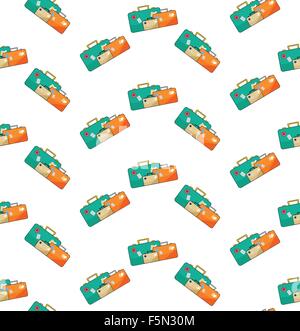 Vector luggage pattern on white background. Stock Vector