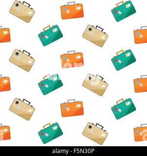 Vector luggage pattern on white background. Stock Vector
