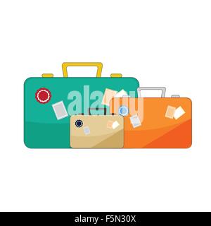 Vector luggage illustration on white background. Stock Vector