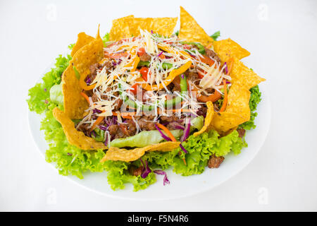 Tacos on a platter with tortillas shot with natural light - mexican food Stock Photo