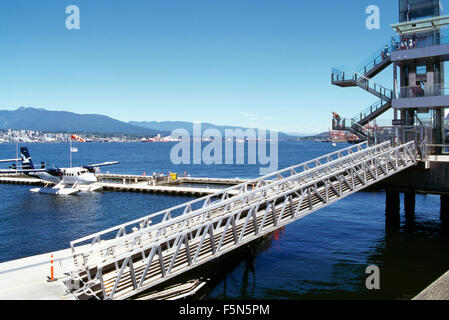 Vancouver, BC, British Columbia, Canada - Ramp to Seaplane docked at Vancouver Harbour Flight Centre in Coal Harbour