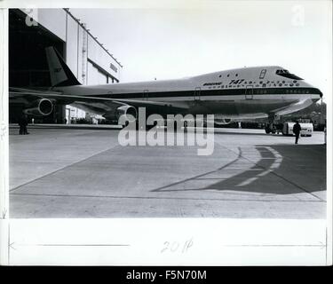 1970 - Boeing 747 Rolled out of World;s largest Building hits assembly plant at Everett. Washington, Light test on the world's largest commercial airliner will begin in December 1968. First delivery to an airline late in 1969, should be service early in 1970. It carry at least 360 passengers (capacity 490) © Keystone Pictures USA/ZUMAPRESS.com/Alamy Live News Stock Photo