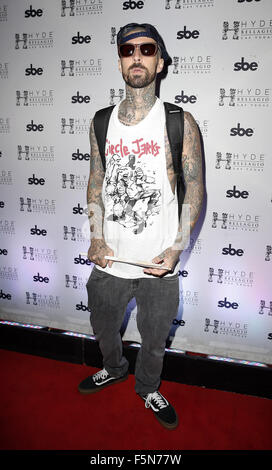 Travis Barker Returns to Hyde Bellagio Las Vegas  Featuring: Travis Barker Where: Las Vegas, Nevada, United States When: 05 Sep 2015 Stock Photo