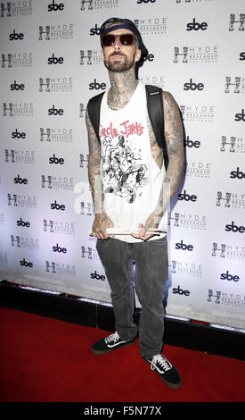 Travis Barker Returns to Hyde Bellagio Las Vegas  Featuring: Travis Barker Where: Las Vegas, Nevada, United States When: 05 Sep 2015 Stock Photo