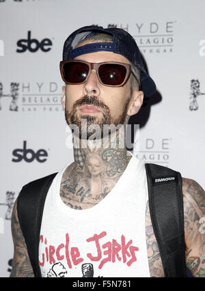 Travis Barker Returns to Hyde Bellagio Las Vegas  Featuring: Travis Barker Where: Las Vegas, Nevada, United States When: 05 Sep 2015 Stock Photo