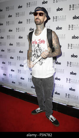 Travis Barker Returns to Hyde Bellagio Las Vegas  Featuring: Travis Barker Where: Las Vegas, Nevada, United States When: 05 Sep 2015 Stock Photo