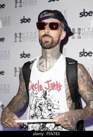 Travis Barker Returns to Hyde Bellagio Las Vegas  Featuring: Travis Barker Where: Las Vegas, Nevada, United States When: 05 Sep 2015 Stock Photo