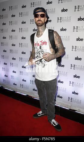 Travis Barker Returns to Hyde Bellagio Las Vegas  Featuring: Travis Barker Where: Las Vegas, Nevada, United States When: 05 Sep 2015 Stock Photo