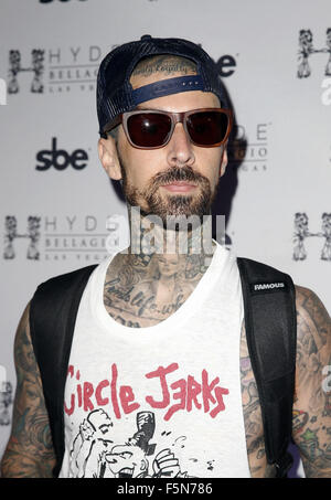 Travis Barker Returns to Hyde Bellagio Las Vegas  Featuring: Travis Barker Where: Las Vegas, Nevada, United States When: 05 Sep 2015 Stock Photo