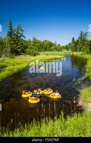 Tubing on the Otter-Tail River in Northern Minnesota, USA. Stock Photo