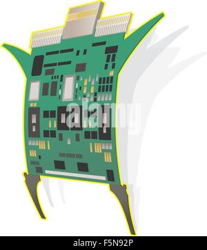 A vector illustration of a circuit board man Stock Vector