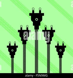 Plugs Concept on Green Background Stock Vector