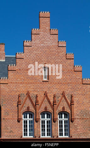 The step-like construction of this building in Esbjerg, Denmark is typical of buildings prior to the 18th century in Denmark. Stock Photo