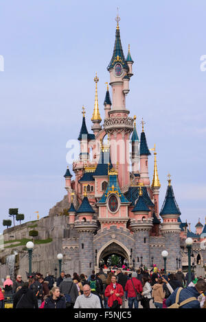 Sleeping Beauty Castle, Fantasyland, Disneyland Paris theme park, Marne-la-Vallée, Île-de-France, France Stock Photo