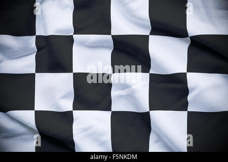 Wavy and rippled checkered flag on racing sport. Stock Photo