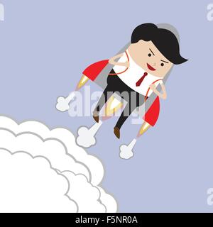 Businessman flying with rocket, Successful, Career growth concept, VECTOR, EPS10 Stock Vector