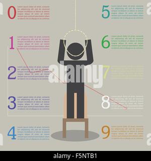 Infographics of the effects of stress. Stickman are about to commit suicide because of stress, VECTOR, EPS10 Stock Vector