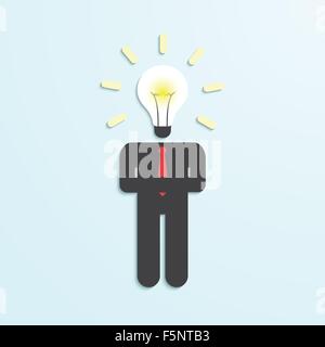 Light bulb head businessman, VECTOR, EPS10 Stock Vector