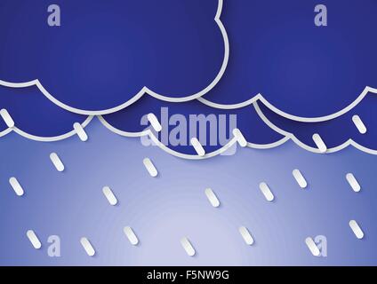 Paper rain clouds and rains, VECTOR, EPS10 Stock Vector