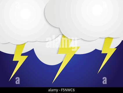 Storm clouds with yellow lightning bolts, VECTOR, EPS10 Stock Vector