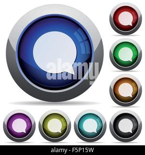 Set of round glossy chat buttons. Arranged layer structure. Stock Vector