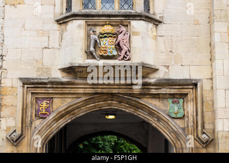 Coat of arms outside the St Mary de Crypt Church in Gloucester Stock Photo