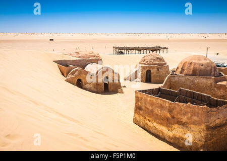 The houses from planet Tatouine - Star Wars film set,Nefta Tunisia. Stock Photo