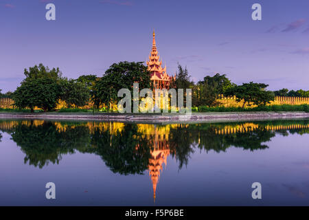 Mandalay, Myanmar at the palace wall and moat Stock Photo