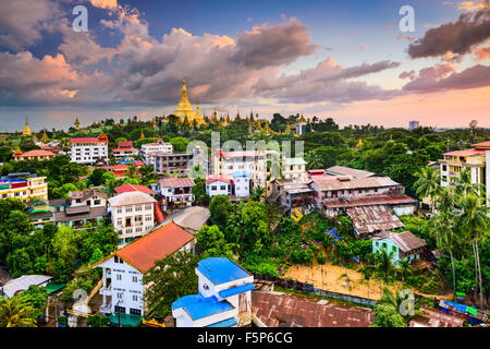 Yangon, Myanmar city skyline. Stock Photo