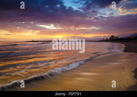 Cabopino on the Costa del Sol.  Another beautiful sunset. Stock Photo